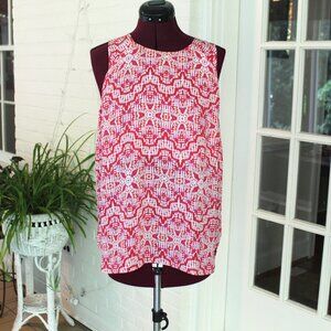 Willi Smith Pink Geometric Print Sleeveless Blouse Women’s Size Large